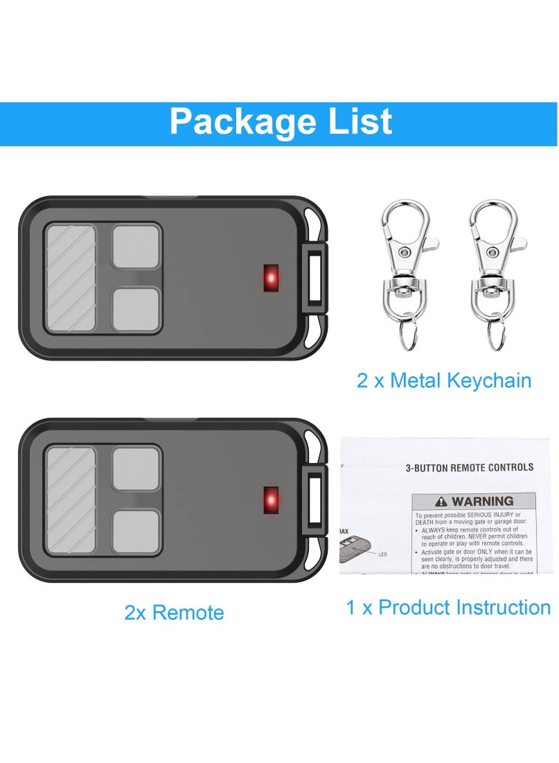 890MAX Garage Door Opener Remote, 2 Replacement for LiftMaster/Chamberlain/Craftsman, Universal 3-Button Garage Door Opener Remote with Mini Key Chain for Purple Red Yellow Orange Green Learn Buttons