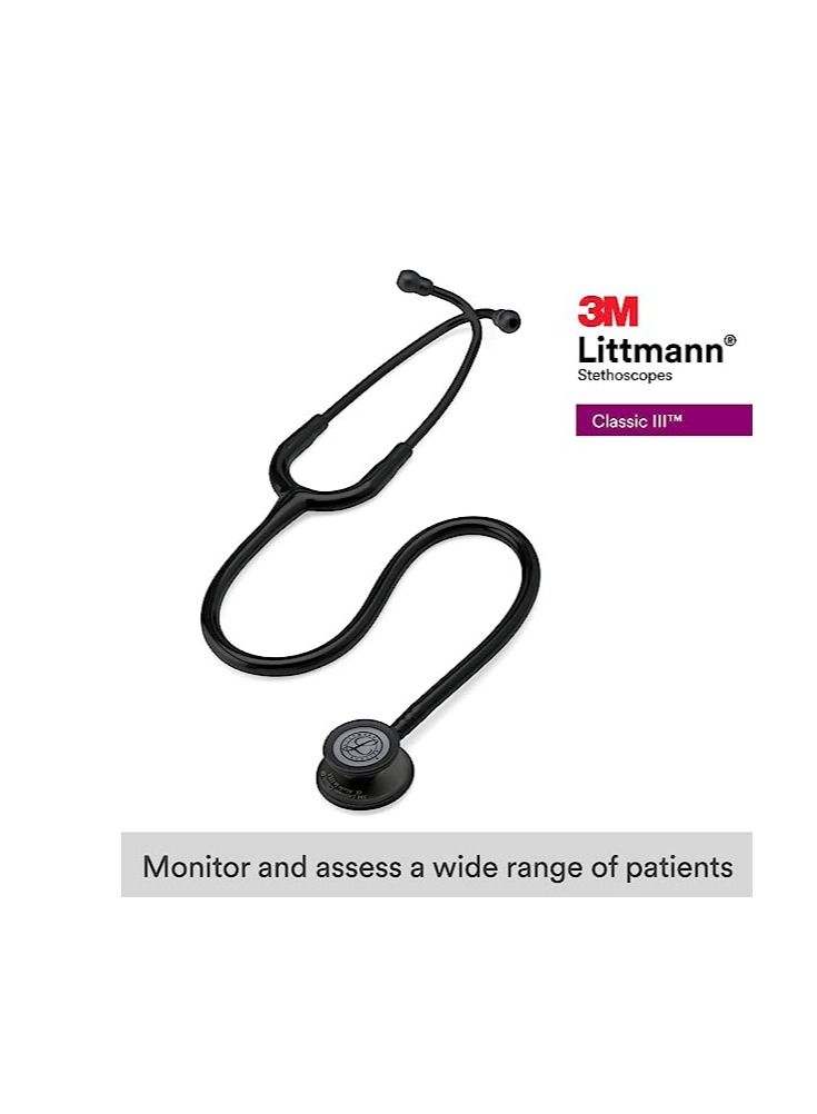 3M™ Littmann® Classic III™ Stethoscope, Black Edition Chestpiece, Black Tube, 27 inch, 5803