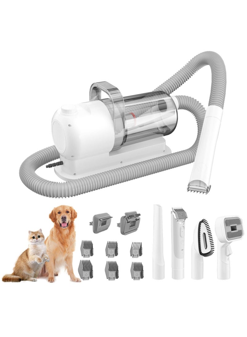 Pet Grooming Kit & Vacuum Suction Pet Hair - Low Noise Dog Vacuum with 12 Professional Shedding Tools and 2L Large Dust Bin for Dogs, Cats, and Other Animals