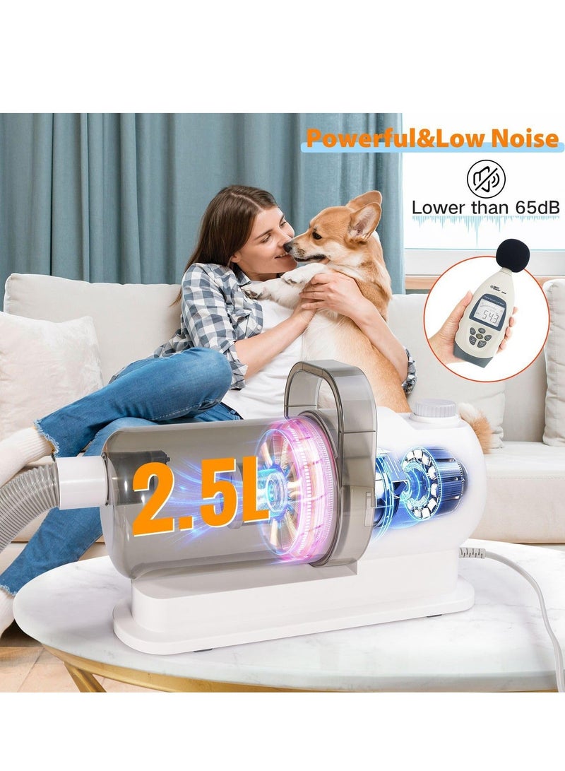 Pet Grooming Kit & Vacuum Suction Pet Hair - Low Noise Dog Vacuum with 12 Professional Shedding Tools and 2L Large Dust Bin for Dogs, Cats, and Other Animals