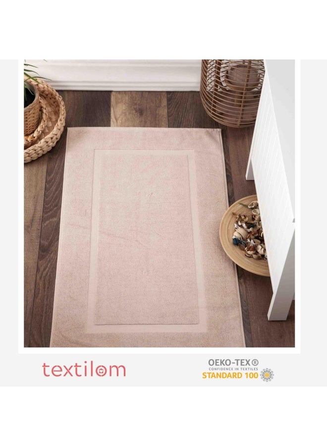 Textilom Luxury 2 Pack Banded Cotton Bath Mats For Bathroom Floor   Hotel  Spa  Tub  Shower Bath Mat Floor Towel Set    Machine Washable And Soft And Absorbent And Quick Dry  20  X34   - Beige