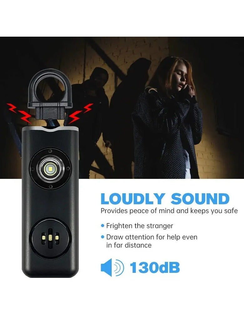 Personal Safety Siren For Women, 130 dB Loud Siren Emergency Security Alarm, Anti Robbery Safe Sound Personal Alarm, Security Siren With Strobe And Key Chain For Women, Children, Elderly, (1pc, Black)