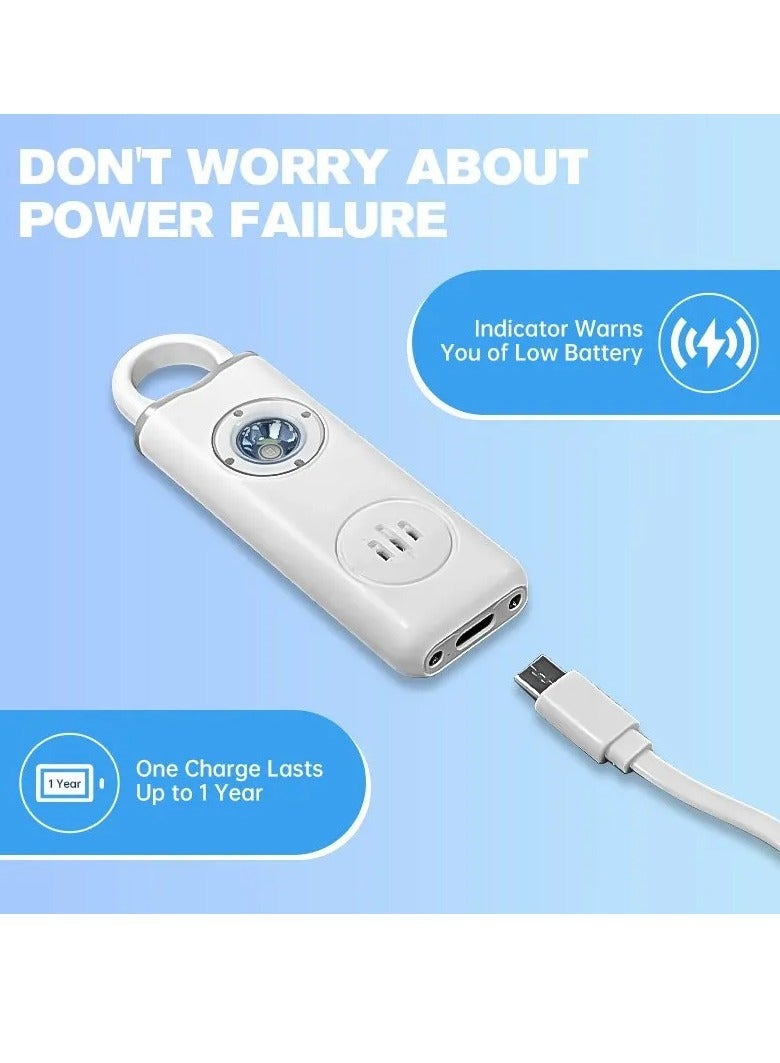 Personal Safety Siren For Women, 130 dB Loud Siren Emergency Security Alarm, Anti Robbery Safe Sound Personal Alarm, Security Siren With Strobe And Key Chain For Women, Children, Elderly, (1pc, White)