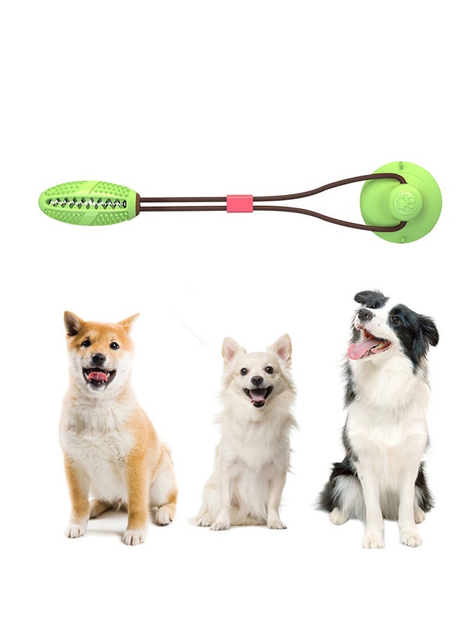 Molar Bite Ball Feeder Interactive Tug Toy With Suction Cup For Teeth Cleaning Green/Black 16x12x12cm