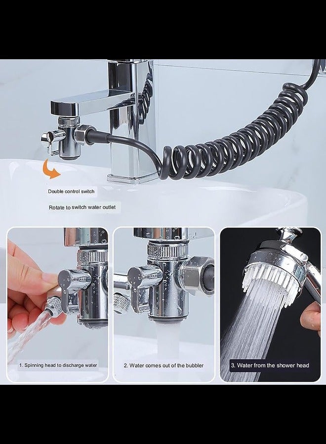 Multifunction Universal Water Taps, 3-in-1 Multifunctional Faucet with 360° Rotating Faucet and Massage Shower Head, Universal Splash Filter Faucet for Daily Washing