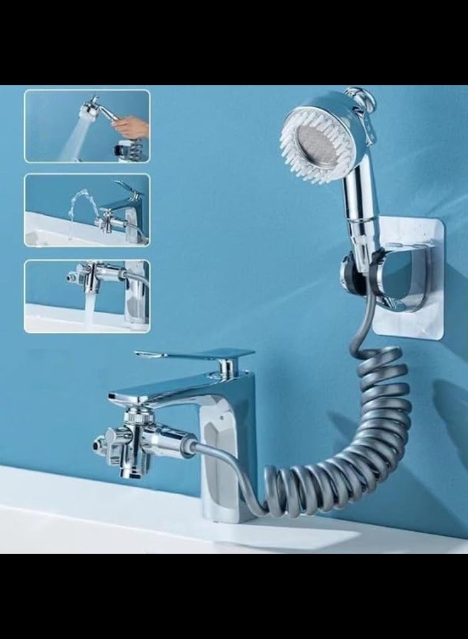 Multifunction Universal Water Taps, 3-in-1 Multifunctional Faucet with 360° Rotating Faucet and Massage Shower Head, Universal Splash Filter Faucet for Daily Washing