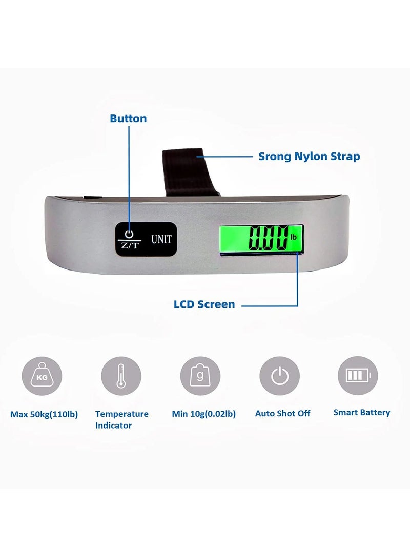 Portable Scale Digital LCD Display 110lb/50kg Electronic Luggage Hanging Weighing Scale for Suitcase Travel  Bag Weight Balance