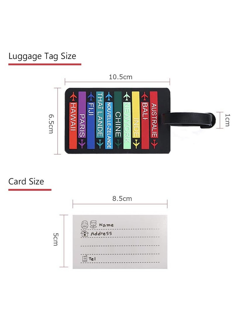 Luggage Tags for Suitcases, 2PCS Travel Tags with Name ID Card PVC Secure Labels Bag Baggage Tag Business Card Holder, Black and White