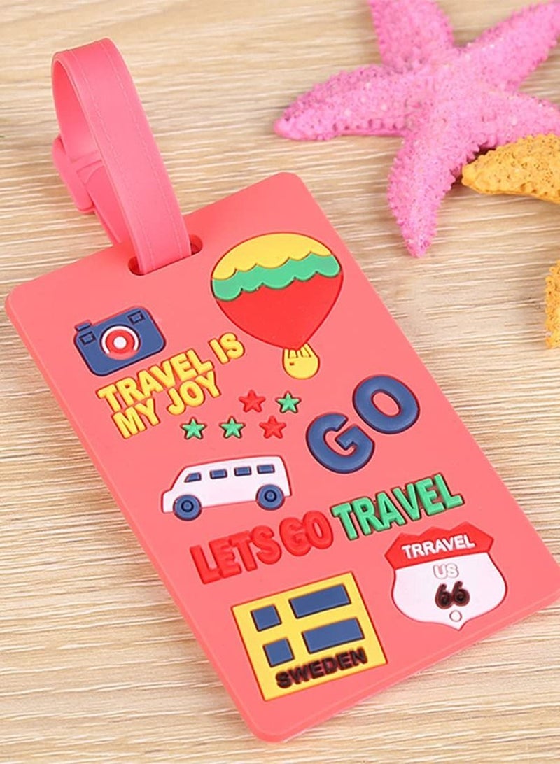 Luggage Tag, 4 Piece Suitcase Luggage Tags Handbag Travel Bag School Bag Handbag Instrument Tag Name Address Tag with Information Card Stock and Hanging Buckle