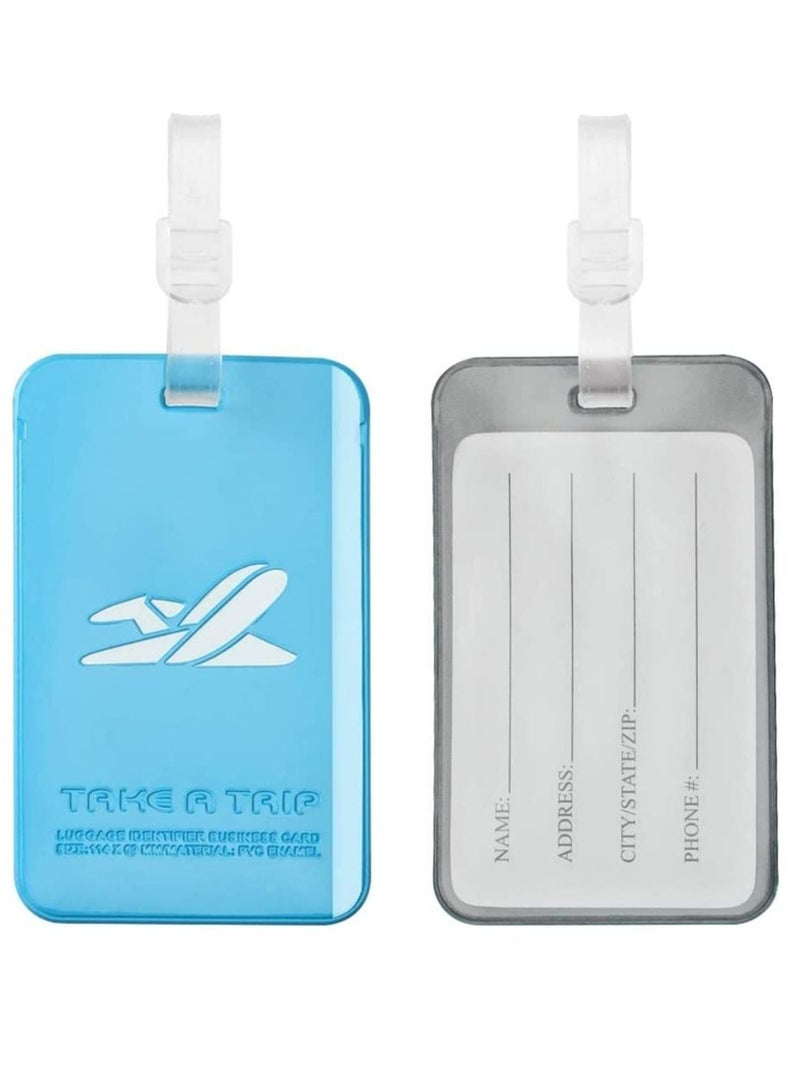 Luggage Tags, Luggage Identifiers with Lanyard and Name ID Card, Pvc Plastic Soft Glue Plane Travel Card for Baggage Handbag Backpack, Colorful Secure Travel Luggage Labels for Travel, 5Pcs