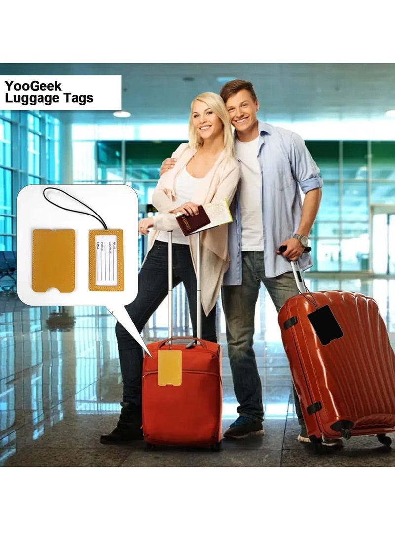 6Pcs Luggage Tags for Suitcases PU Leather Baggage Labels Suitcase Label Travel ID Identity Privacy Protection Wedding Gift