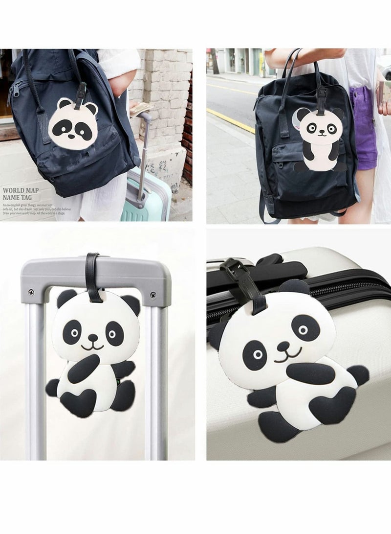 Luggage Tags, Lovely Panda Tags for Suitcases Travel Id Bag Tag Accessories, Name Address Tel Gifts Men/Women（4 Pcs）