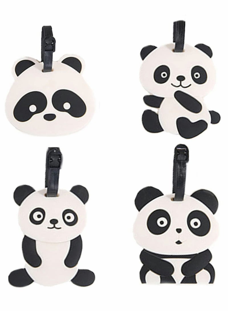 Luggage Tags, Lovely Panda Tags for Suitcases Travel Id Bag Tag Accessories, Name Address Tel Gifts Men/Women（4 Pcs）