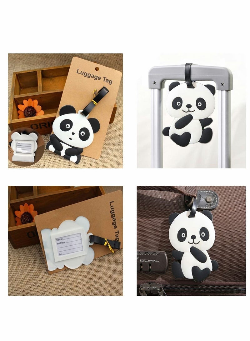 Luggage Tags, Lovely Panda Tags for Suitcases Travel Id Bag Tag Accessories, Name Address Tel Gifts Men/Women（4 Pcs）