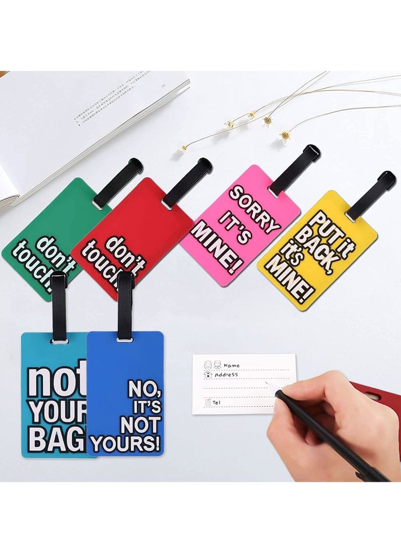 Luggage Tag with Name ID Card, Personalised Identifier ID Labels, Flexible PVC Travel Tags, Colorful Secure Travel Luggage Labels for Travel, Baggage Identity ID Labels, Suitcase Tags, 6 Pack