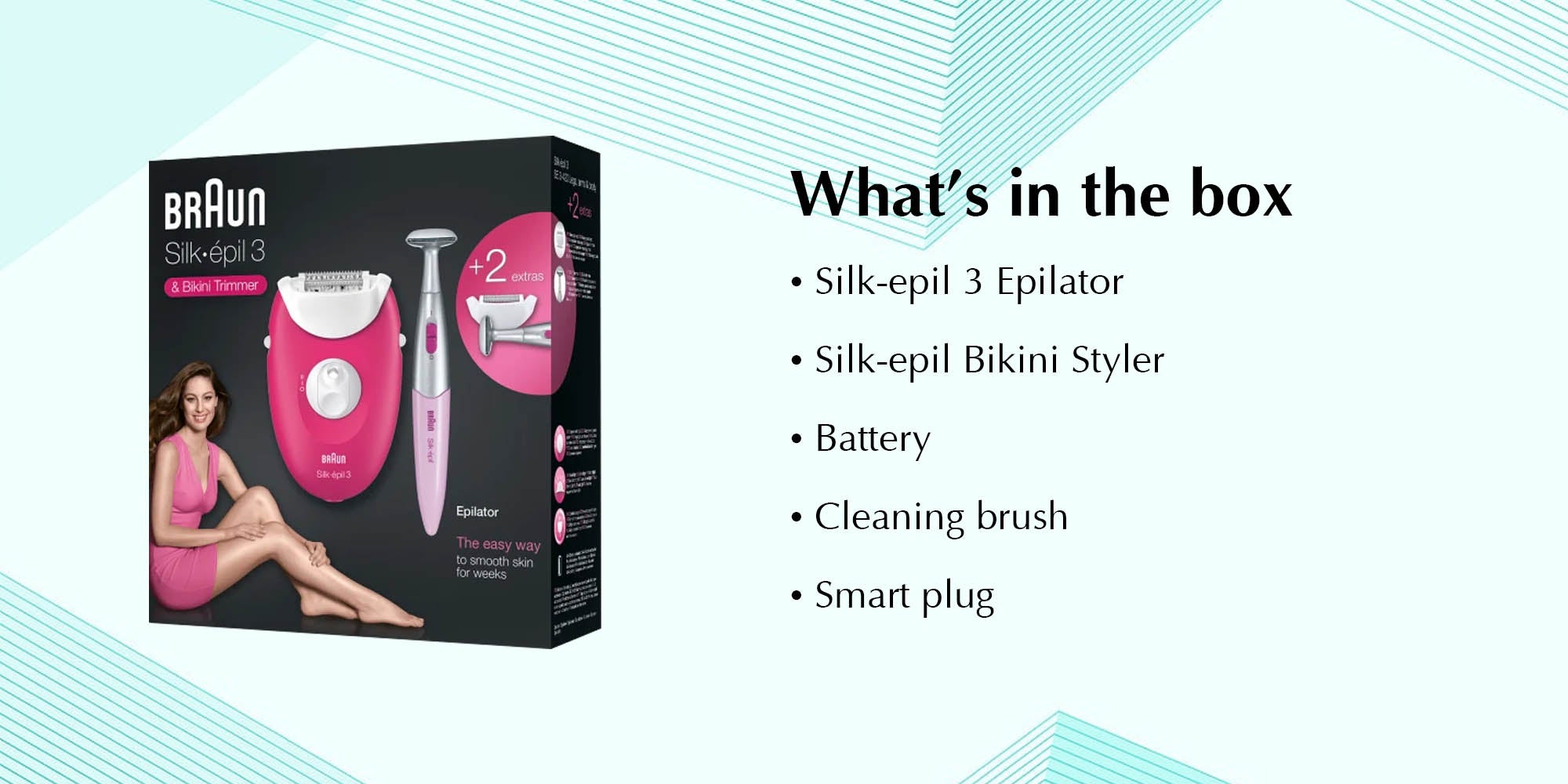 Silk-Épil 3 Epilator With 2 Extras And Bikini Trimmer Pink