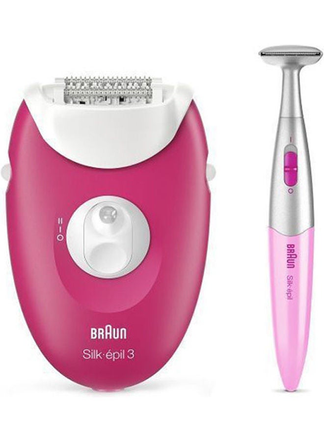 Silk-Épil 3 Epilator With 2 Extras And Bikini Trimmer Pink