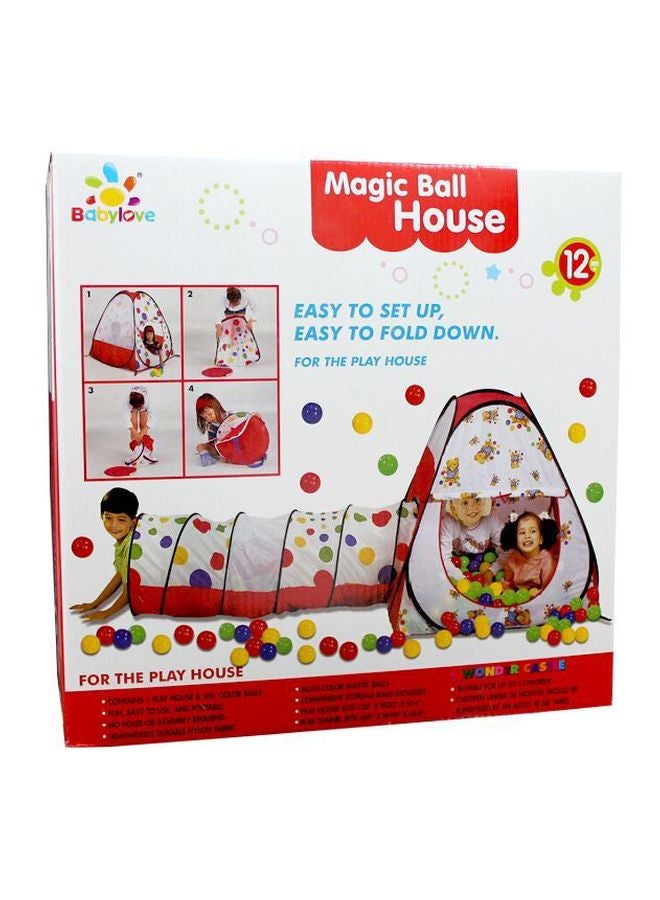 Magic Ball House And Tunnel With 100 Balls 19-L1628 27x45x27cm