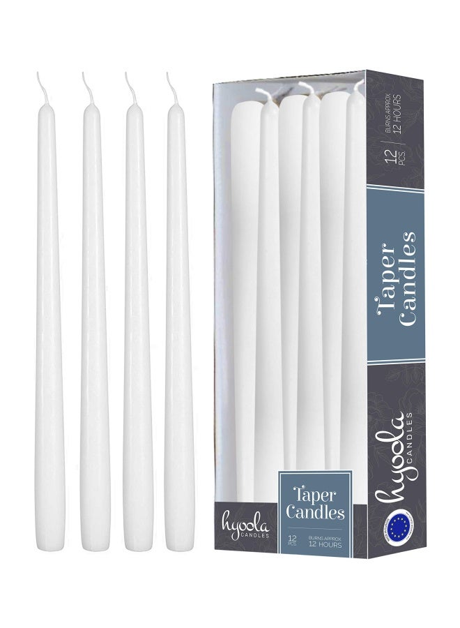 12 Pack Tall Taper Candles 14 Inch White Dripless Unscented Dinner Candle Paraffin Wax With Cotton Wicks 12 Hour Burn Time