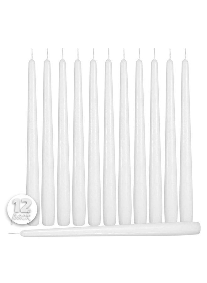 12 Pack Tall Taper Candles 14 Inch White Dripless Unscented Dinner Candle Paraffin Wax With Cotton Wicks 12 Hour Burn Time