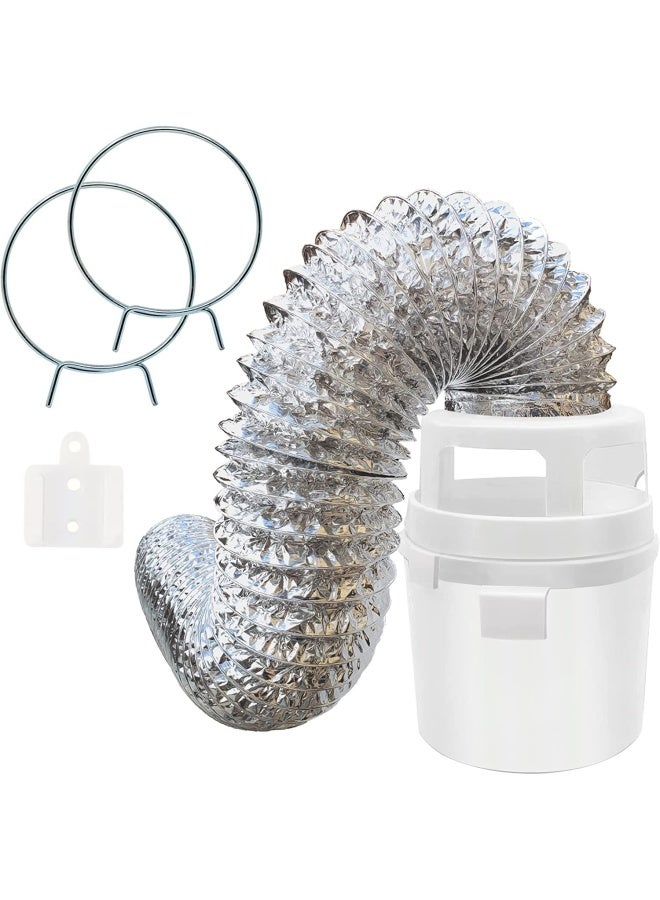 Indoor Dryer Vent Kit With Lint Trap Bucket And 4 Feet Flexible Aluminum Foil Duct