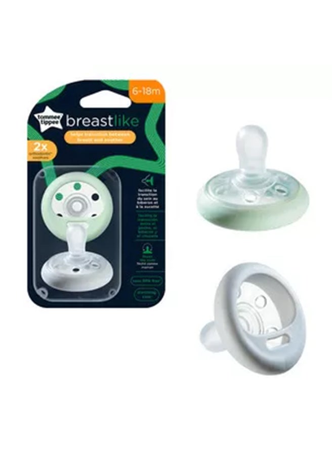 Pack Of 2 Close To Nature Breast Like Soother For 6-18 Months (Color May Vary)