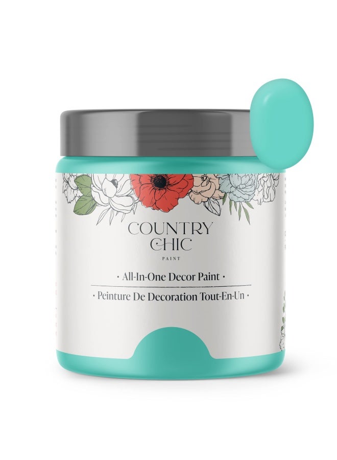 Chalk Style Paint - For Furniture Home Decor Crafts - Eco-Friendly - All-In-One - No Wax Needed Tropical Cocktail Turquoise  Pint 16 Oz