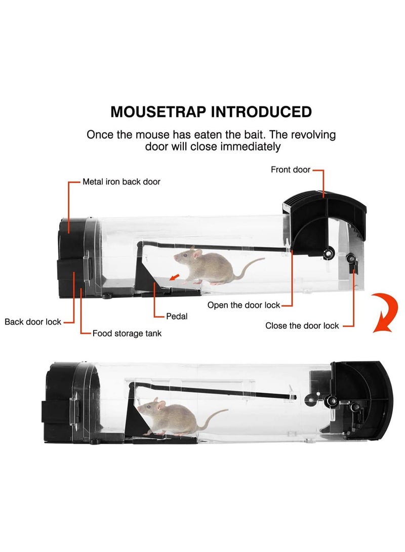 2 Pcs Mouse Trap Humane Traps for Indoors Reusable Plastic Mice Rat Work Catch and Release Can be Used in Houses Courtyards