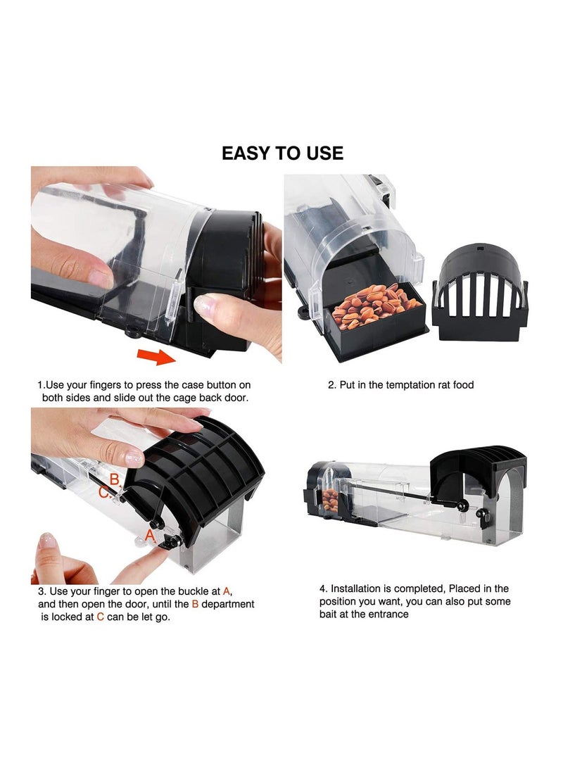 2 Pcs Mouse Trap Humane Traps for Indoors Reusable Plastic Mice Rat Work Catch and Release Can be Used in Houses Courtyards