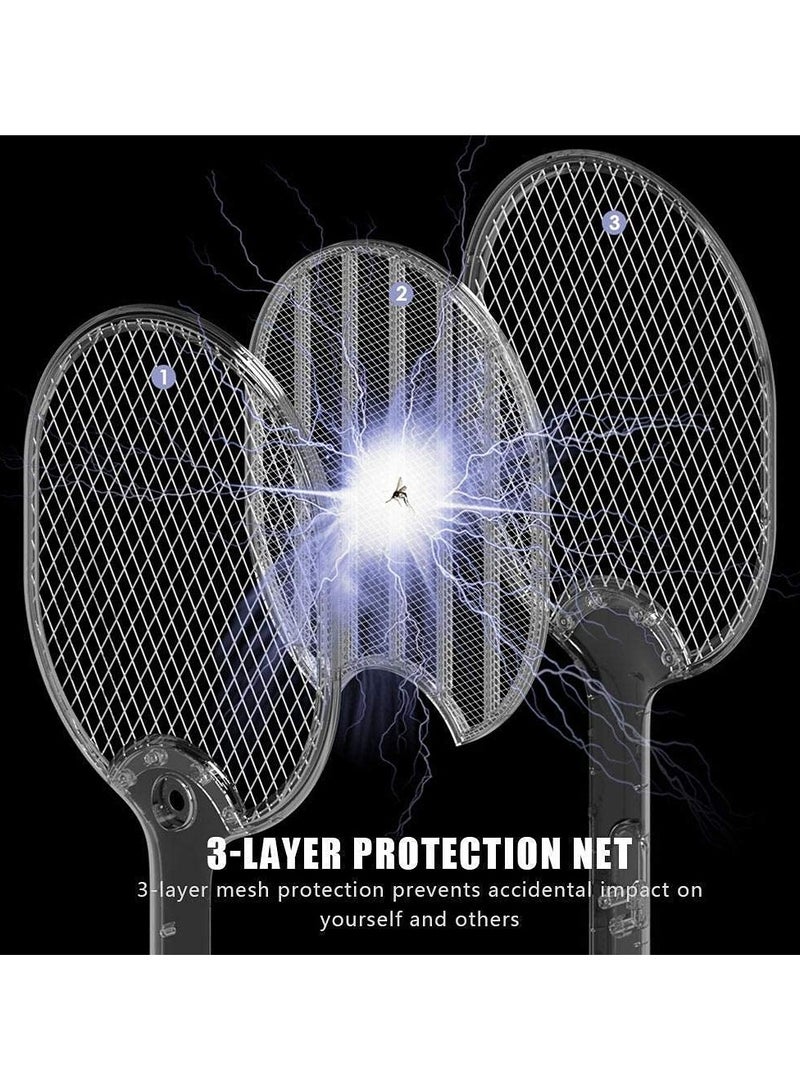 Mosquito Killer Racket Rechargeable Handheld Electric Fly Swatter Mosquito Killer Racket Bat With UV Light Lamp Racket USB Charging Base Electric Insect Killer