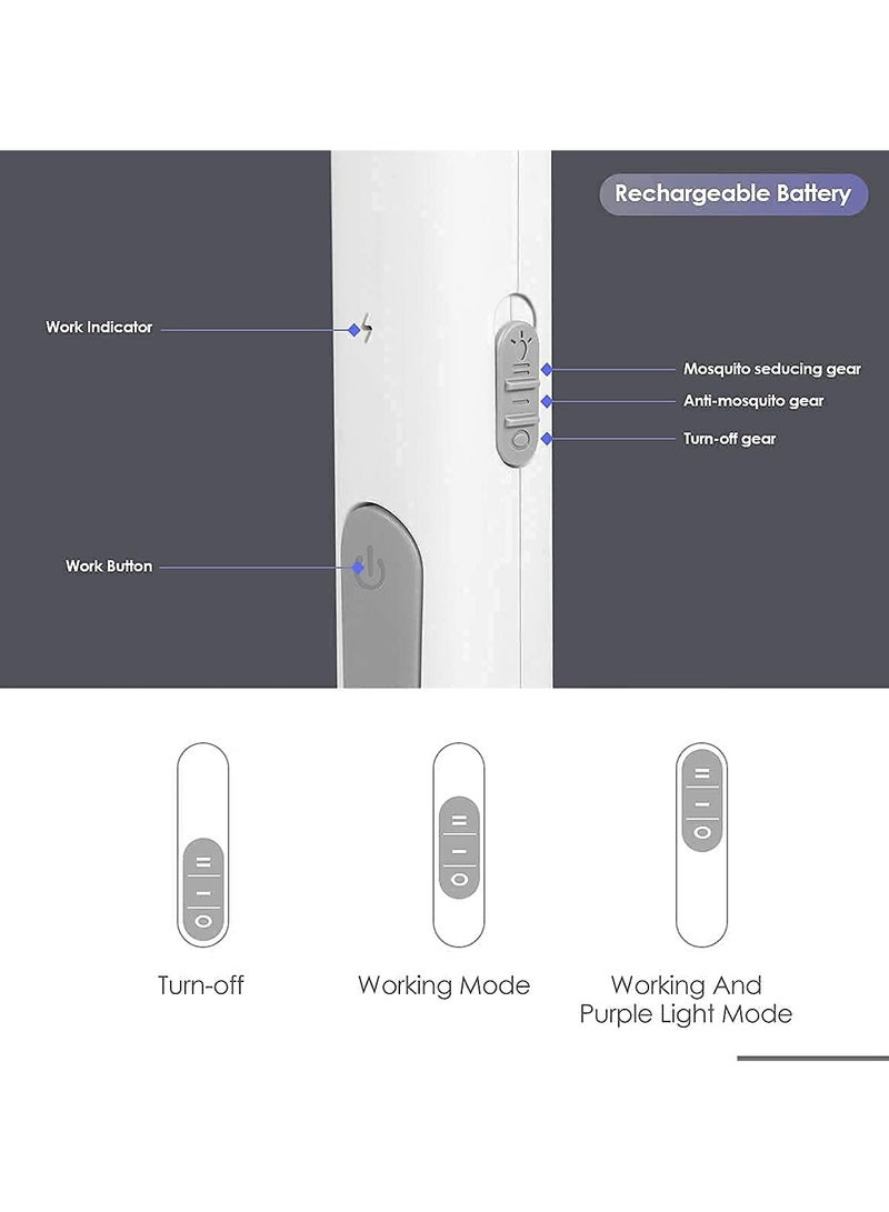 Mosquito Killer Racket Rechargeable Handheld Electric Fly Swatter Mosquito Killer Racket Bat With UV Light Lamp Racket USB Charging Base Electric Insect Killer