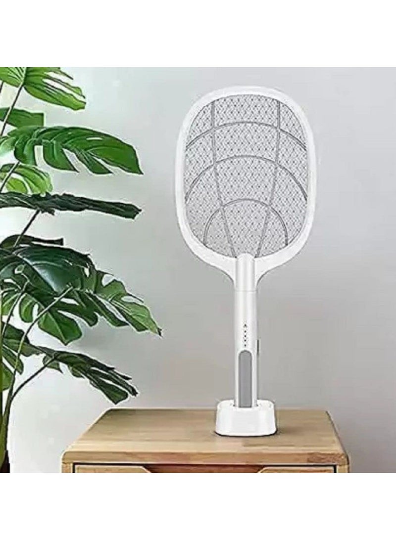 Mosquito Killer Racket Rechargeable Handheld Electric Fly Swatter Mosquito Killer Racket Bat With UV Light Lamp Racket USB Charging Base Electric Insect Killer