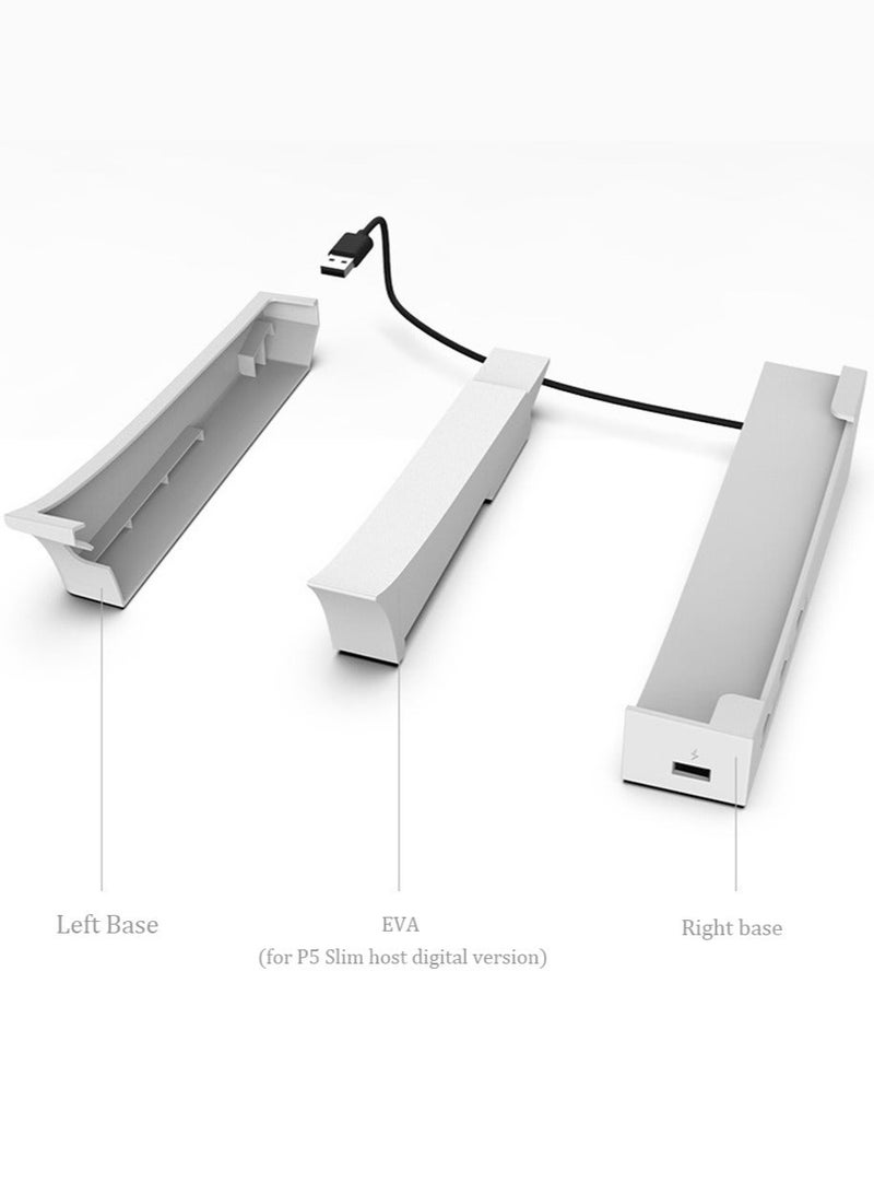 PS5 Slim Console with 4-Port USB Hub for Horizontal Stand Only , Base Stand Accessories for Playstation 5 Slim(Disc & Digital Edition), Holder for PS5 Controller Charging(Not for Regular PS5)