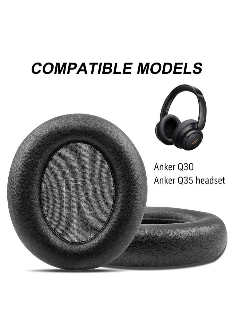 Replacement Earpads Cushions for Anker Soundcore Headphones Q30 and Anker Q35, Life Q30 Earpads Ear Cushions with Protein Leather Skin and Memory Foam (Black)