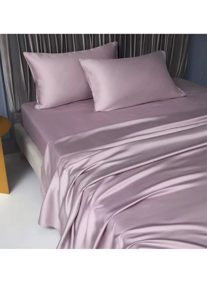 Bed Sheet 100% Tencel Lyocell Set 4PC Flat Sheet 1 Fitted Sheet 2 Pillowcases (Lilac)