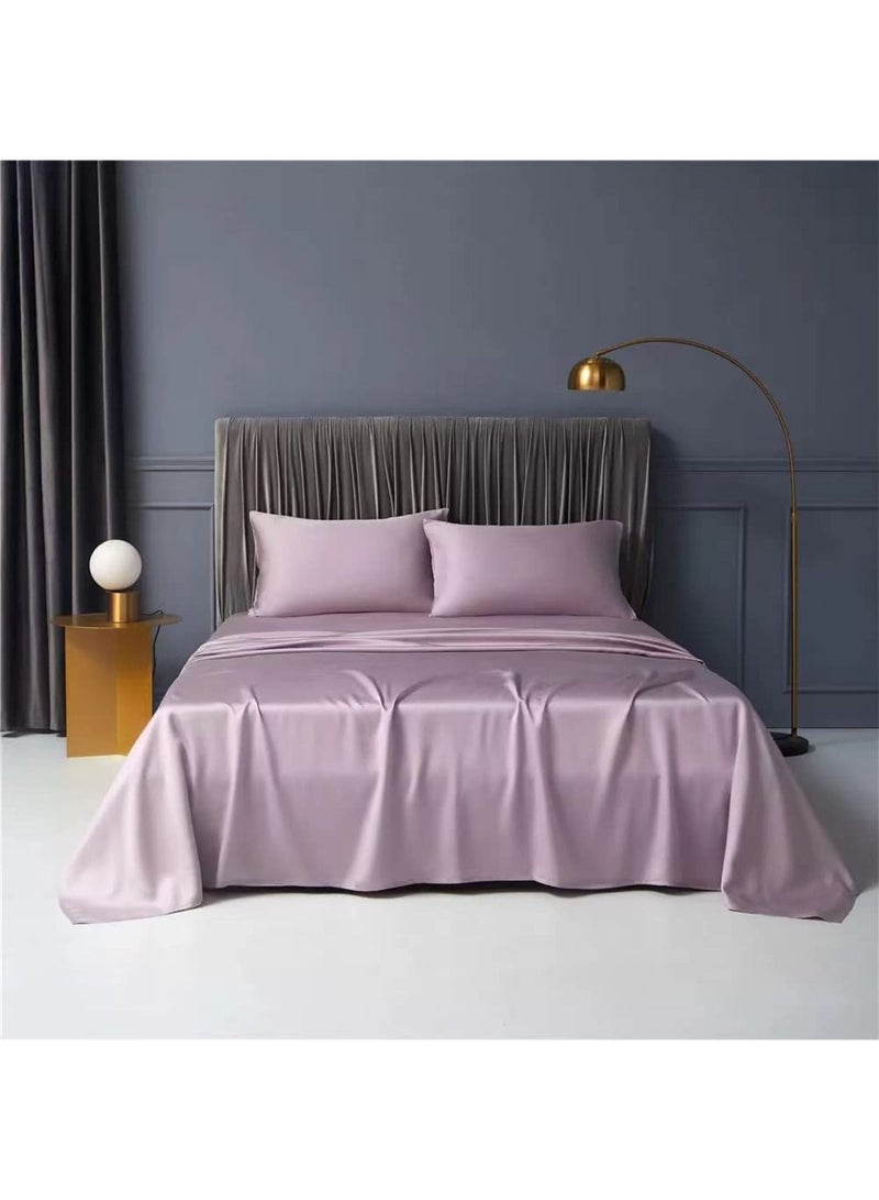 Bed Sheet 100% Tencel Lyocell Set 4PC Flat Sheet 1 Fitted Sheet 2 Pillowcases (Lilac)