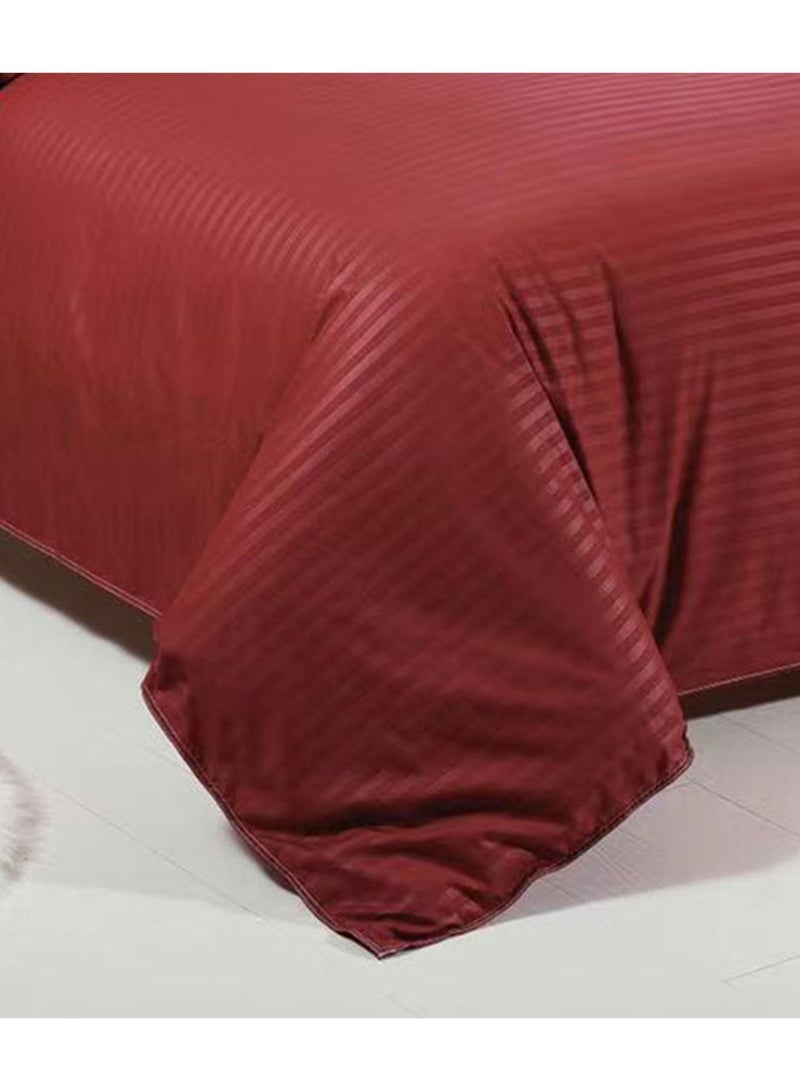 Bed Sheet Set 100% Soft Brushed Cotton Duvetcover Fitted Sheet and 4 Matching Pillowcase 6Pcs(Red)