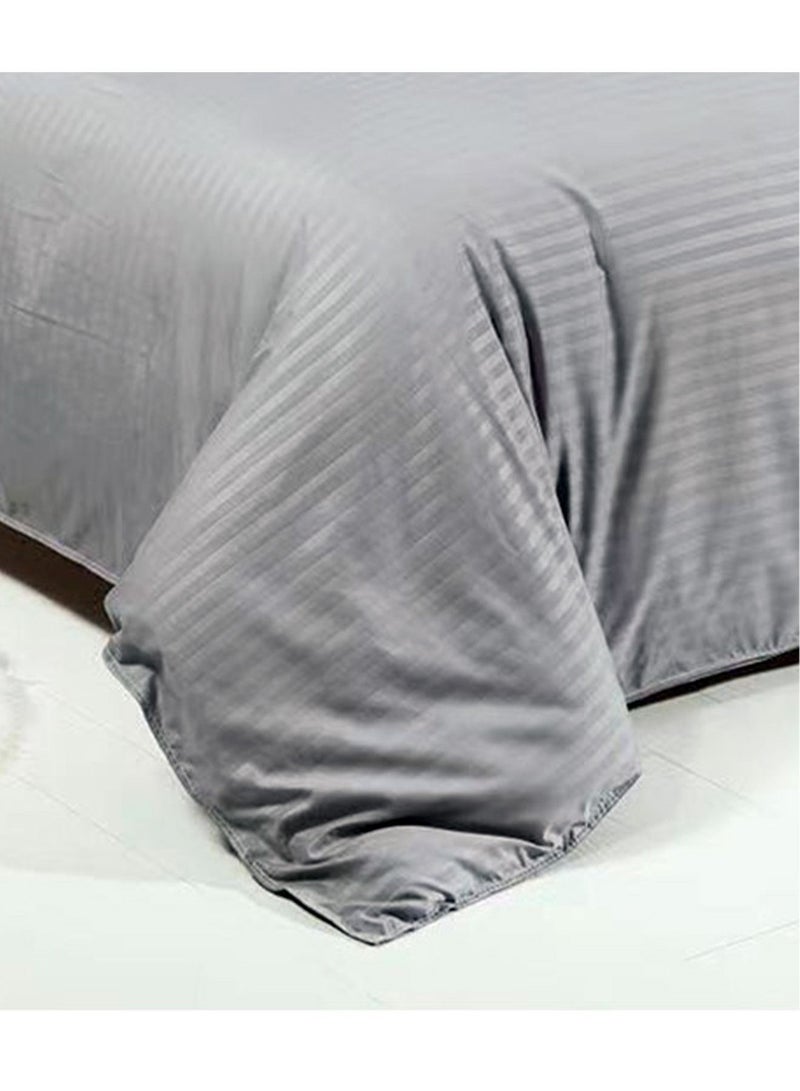 Bed Sheet Set 100% Soft Brushed Cotton Duvetcover Fitted Sheet and 4 Matching Pillowcase 6Pcs(Grey)