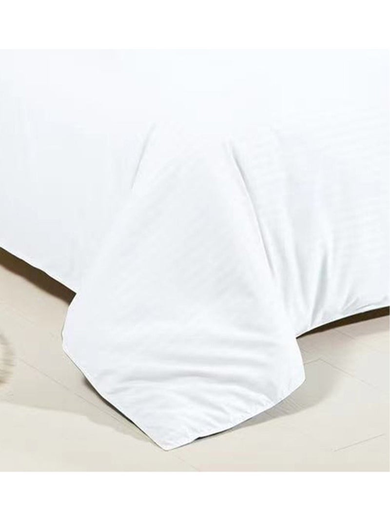 Bed Sheet Set 100% Soft Brushed Cotton Duvetcover Fitted Sheet and 4 Matching Pillowcase 6Pcs(White)