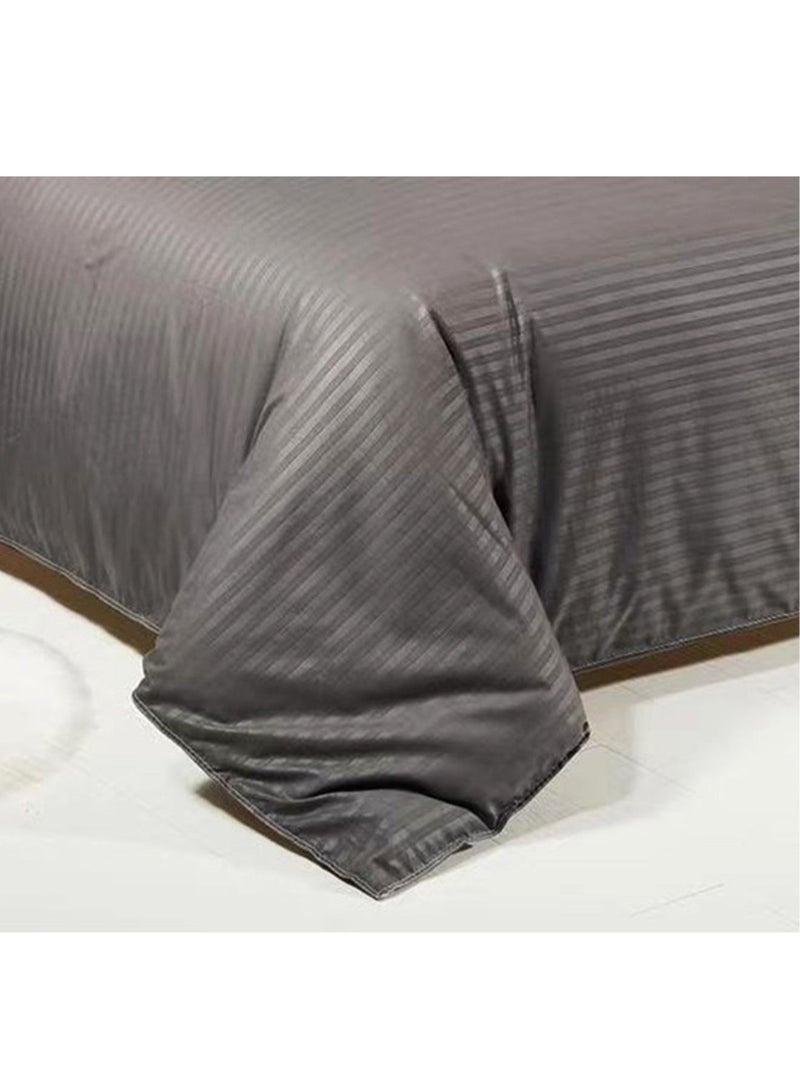 Bed Sheet Set 100% Soft Brushed Cotton Duvetcover Fitted Sheet and 4 Matching Pillowcase 6Pcs(Dark Black)