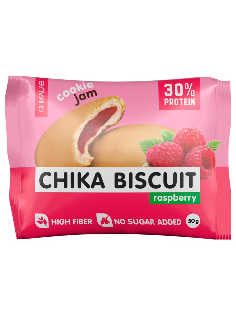 Chika Biscuit Protein Cookie with Jam Filling Raspberry Flavor High Fiber and No Sugar Added 9x50g