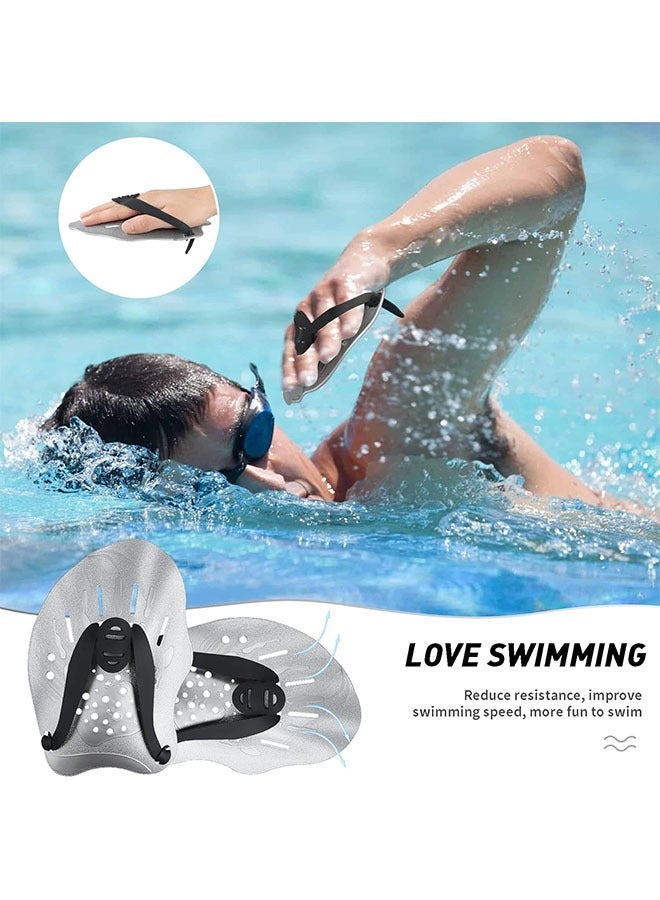 Swim Paddles Hand, Swim Training Hand Paddles with Adjustable Straps, Swim Paddles for Adult Children Unisex Professional Swimming Accessories