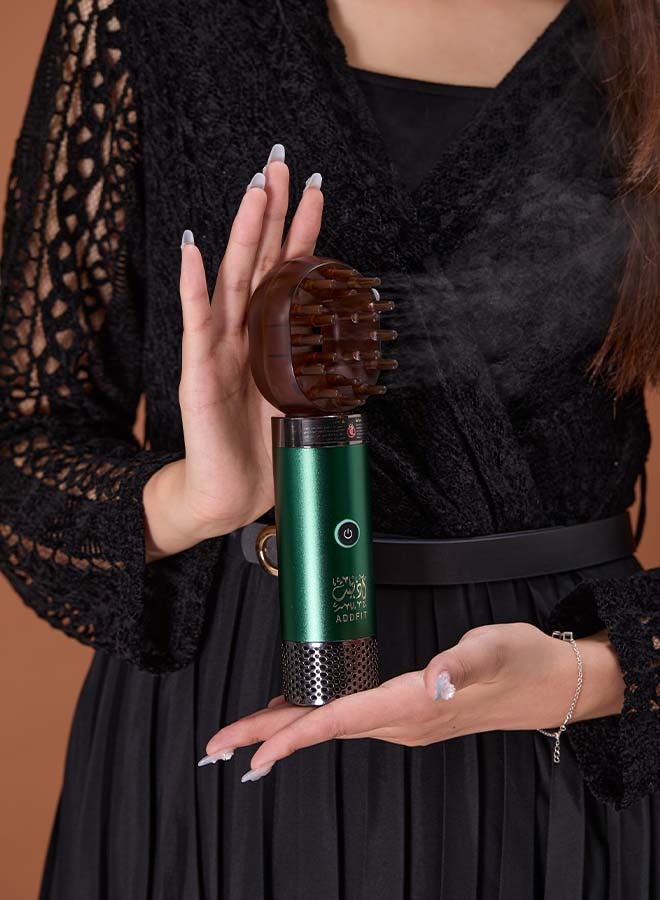 Electric Hair Comb Set Bukhoor Incense Burner Comb And Incense Green 10x5x2cm