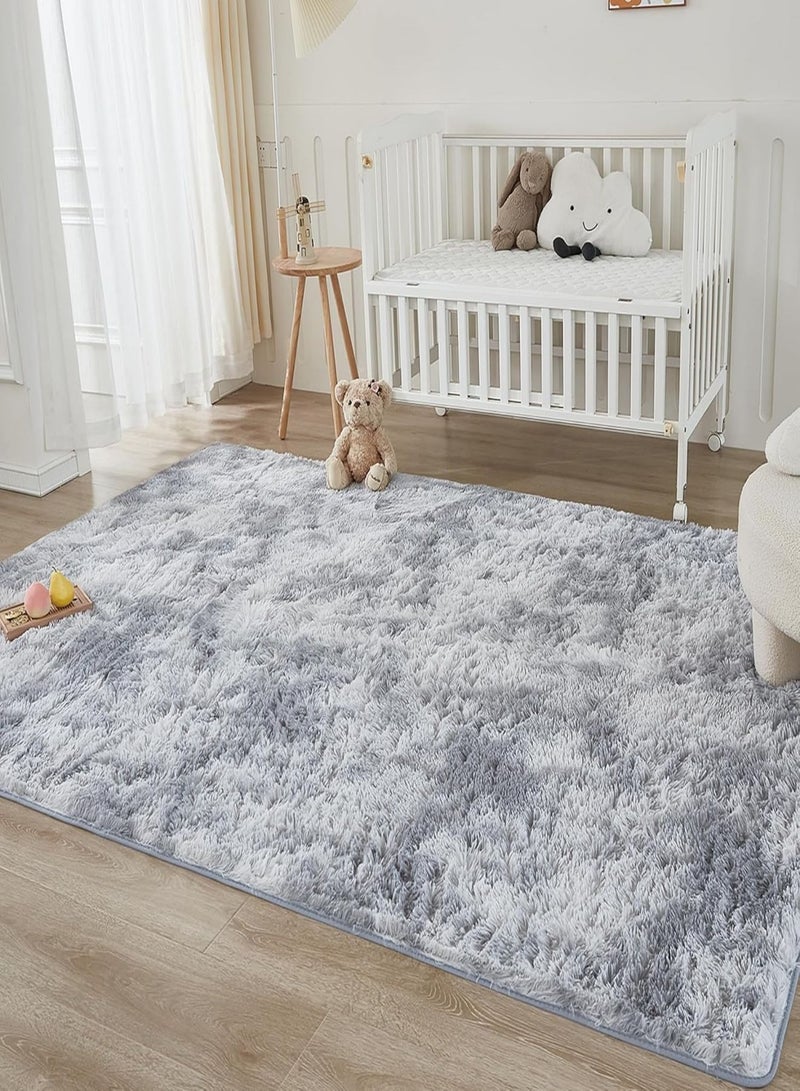 Modern Style Area Rug Non-Slip Super Soft Touch Living Room Bedroom Kitchen Decoration Of Carpet Floor Rug Fluffy Long Pile Rectangular