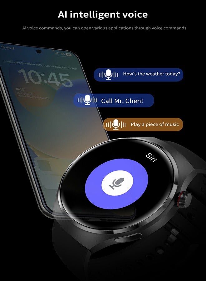 Men's Bluetooth Smartwatch, With The Function Of Answering And Making Calls, With Sleep Monitoring And Fitness Heart Rate Monitoring, Suitable For Android And IOS Systems, Black