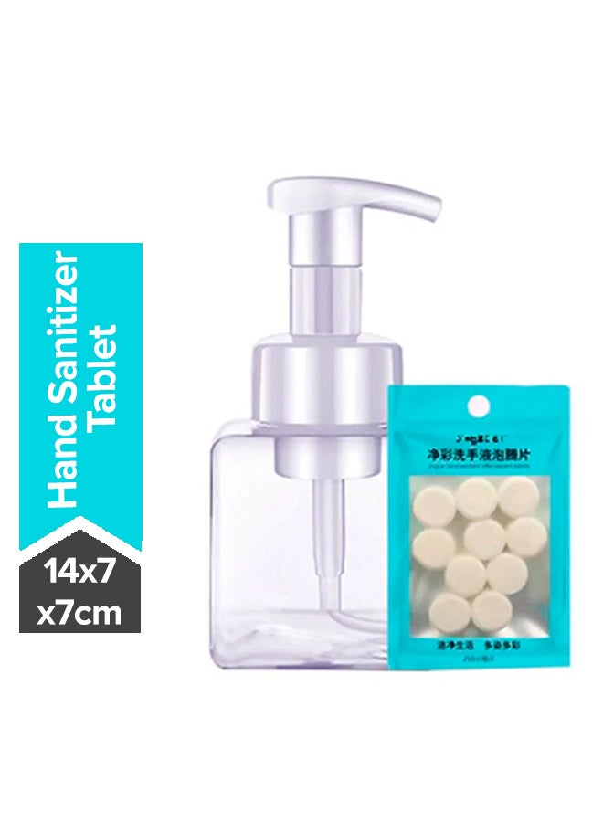 Pack Of 10 Hand Sanitizer Tablet With Bottle White/Clear 14x7x7centimeter