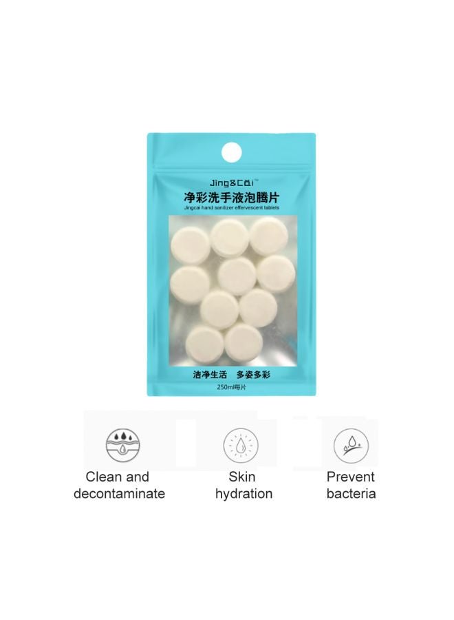 Pack Of 10 Hand Sanitizer Tablet With Bottle White/Clear 14x7x7centimeter