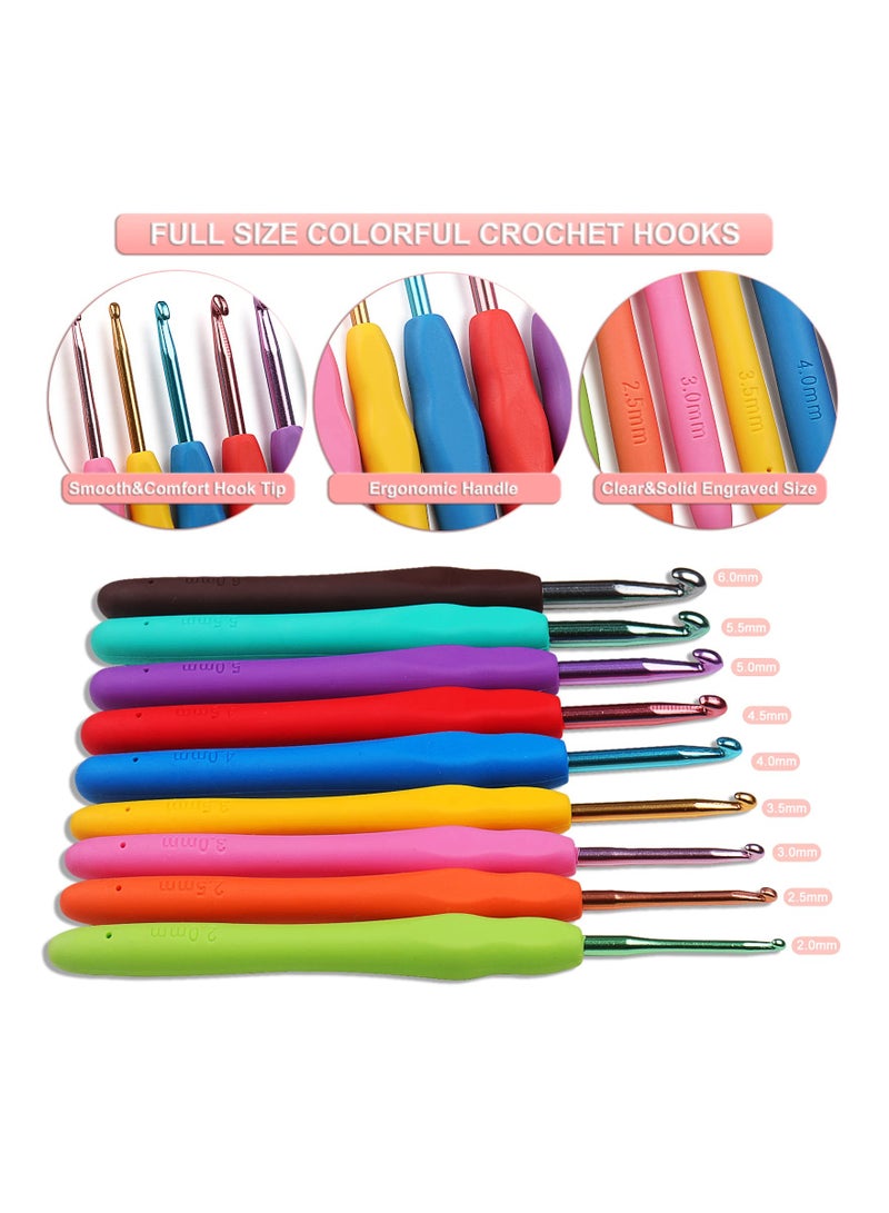 Crochet Kit for Beginners Adults Kids Complete Crochet Set with Yarn Crochet Instruction Crochet Hook Storage Case Knitting & Crochet Supplies Ideal Crochet Gift for Crocheter Beginner (Pink)