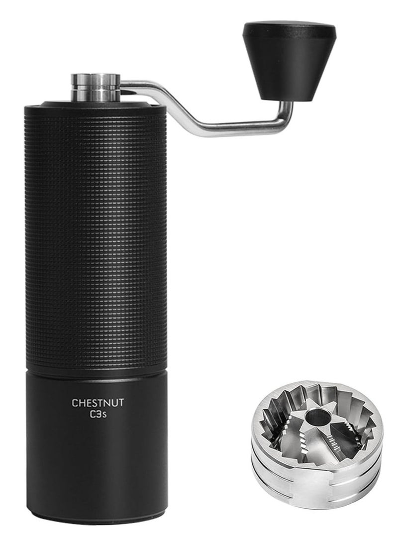 TIMEMORE C3S Manual Coffee Grinder with CNC Stainless Steel Conical Burr Capacity 25g, Internal Adjustable Setting, Double Bearing Positioning for Travel, Camping, Gift Chestnut (Black)