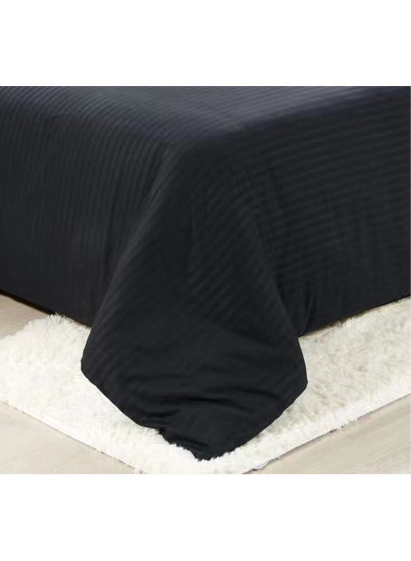 Bed Sheet Set 100% Soft Brushed Cotton Duvetcover Fitted Sheet and 4 Matching Pillowcase 6Pcs(Black)